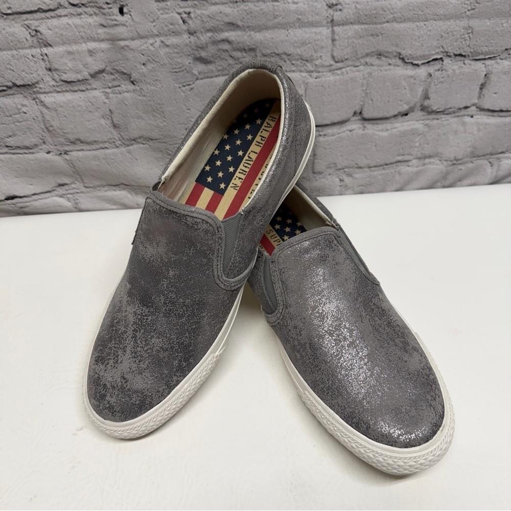 Denim & supply Ralph Lauren Metallic Gray Slip-On Loafers Sz 10 nwot
